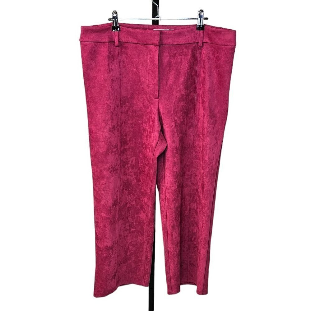 Anthropologie Avec Les Filles Womens Pink Faux Suede Wide Leg Crop Pants Size L